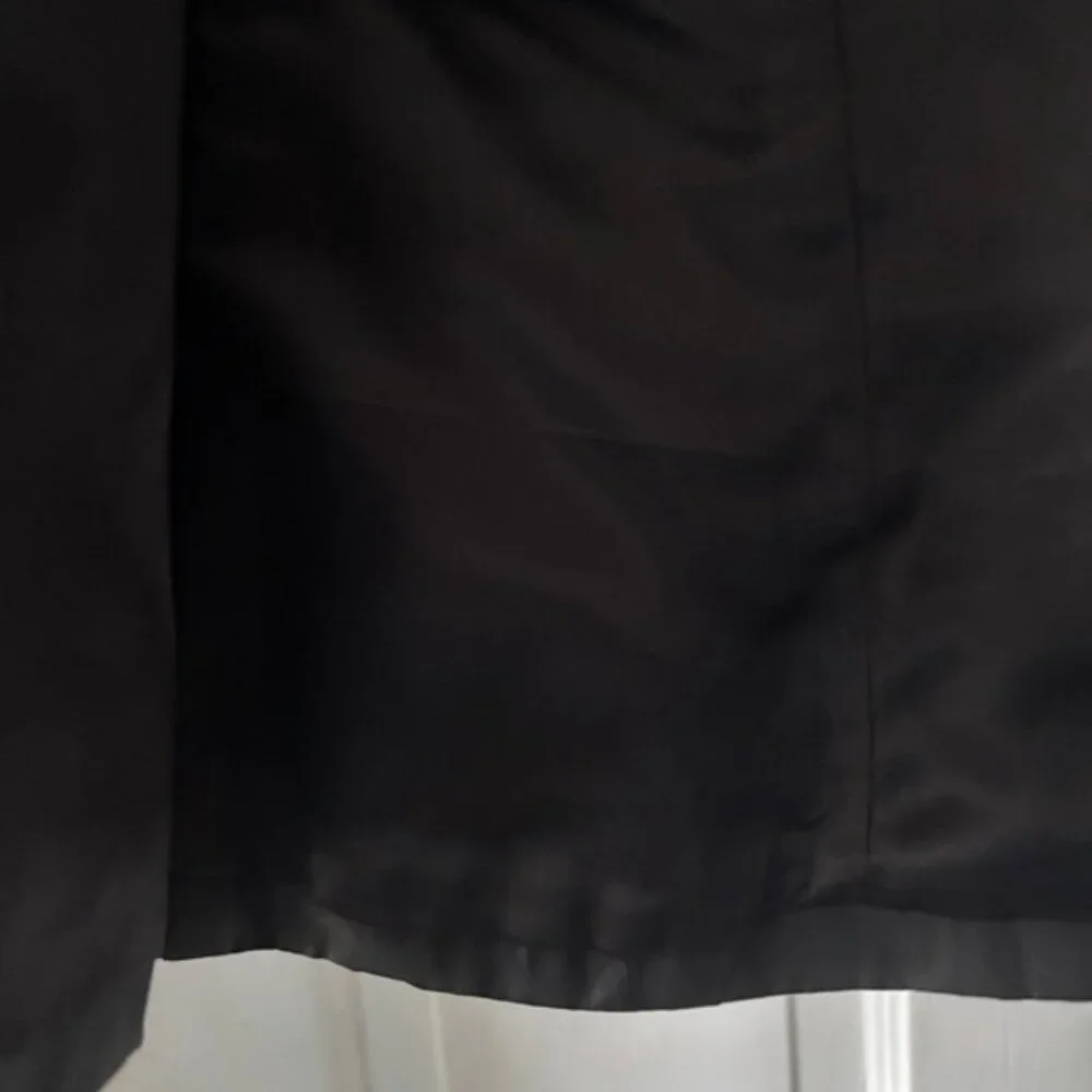 Jessica McClintock Vintage Black Satin Faux Fur Blazer Jacket Zip Up Size S / M - Picture 7 of 11